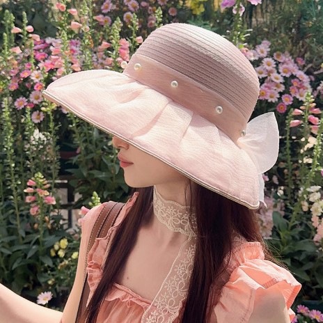 2026 New Spring and Summer Bow-Knot Mesh Large-Brimmed Sun Protection Hat for Women, Sunshade and Anti-Uv Fisherman Hat