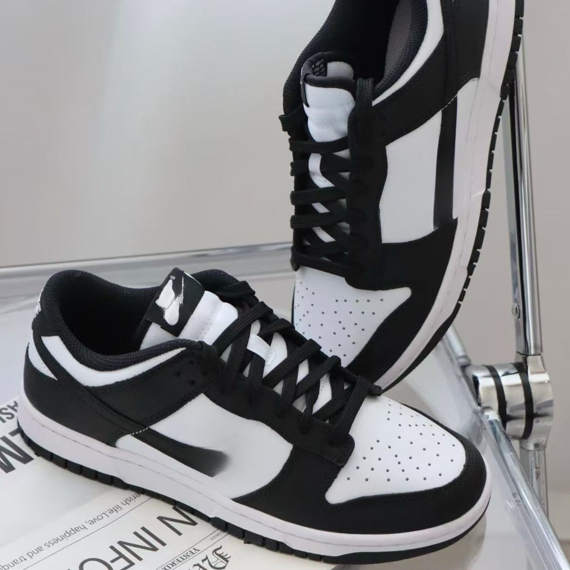 Pure Original Dunk Low-Top Sneakers, Soft Cowhide Upper, Versatile, Lightweight, Cushioning, Fashionable Retro Basketball Shoes Foto QC de 1688 na Qualit.ly