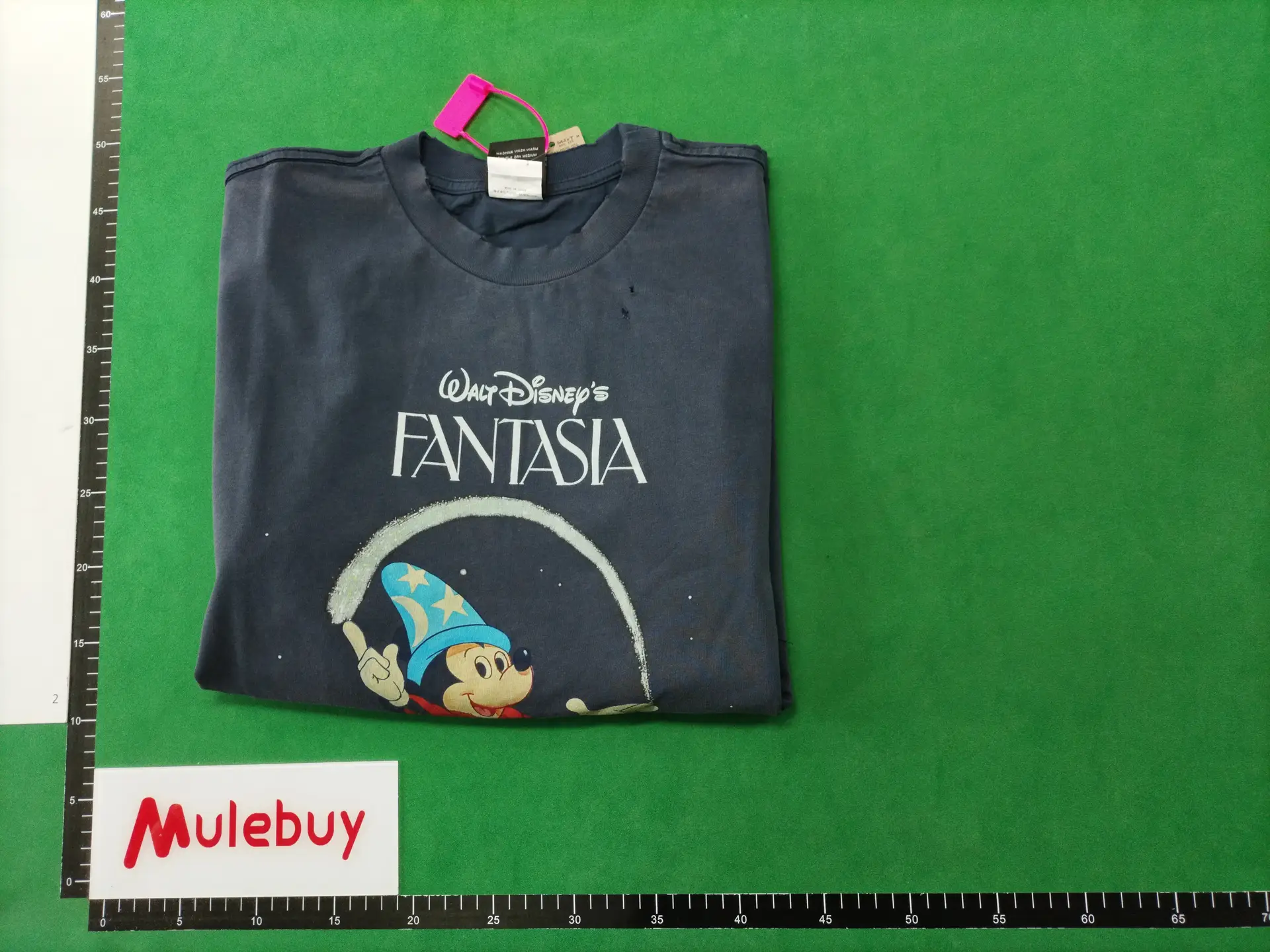 Saint Michael “Fantasia” Mickey Collaboration Washed and Distressed Ins Short-Sleeve T-Shirt