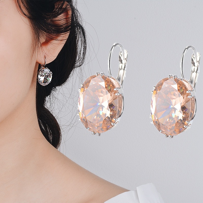 Cross-Border European and American Multi-Color Gemstone Inlaid Sapphire Earrings Simple Niche Design Ear Clip Ear Jewelry Wholesale