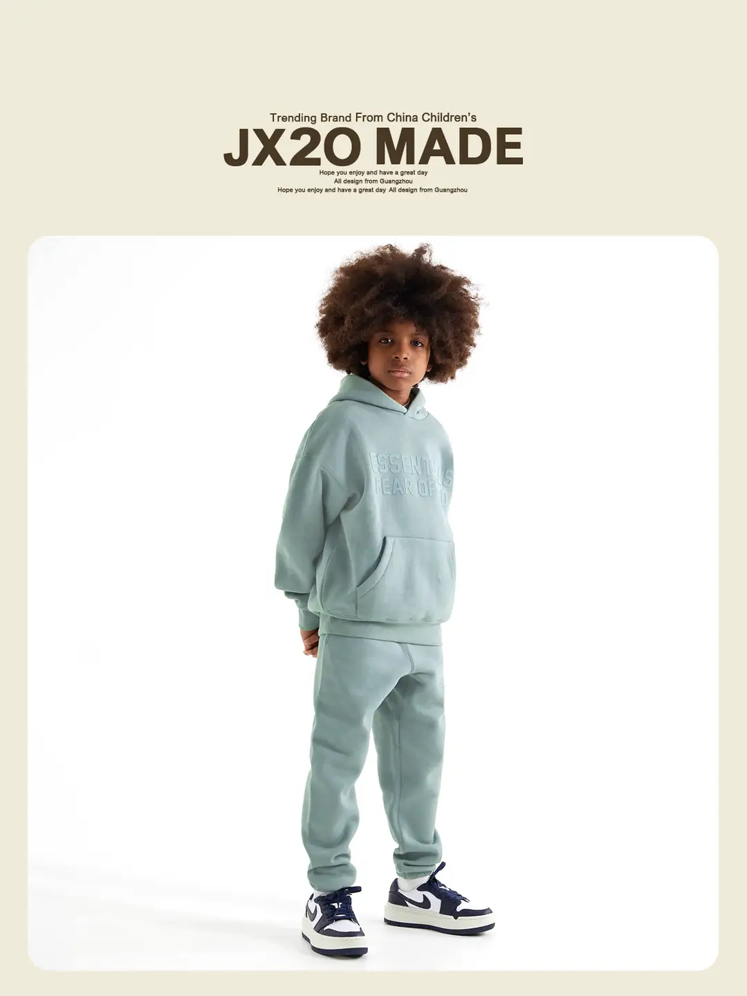 Essentials kids Sweatshirt 24 Models Haze Blue Trendy Brand Children's Clothing Men's girl Street Fleece-lined Hooded Wide