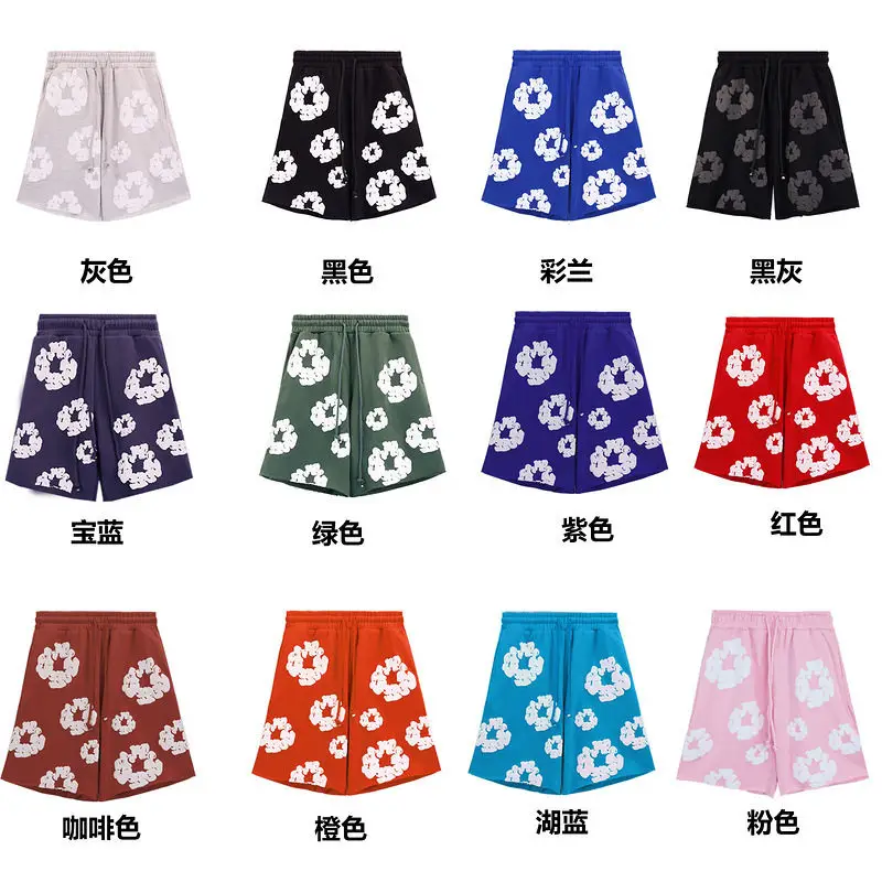 Foreign Trade Trendy Brand Denim Tears Kapok Foam Print American-Style Pure Cotton Unisex Shorts