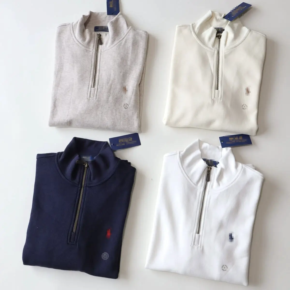 RL half zipper pullover high neck long sleeved knitted sweatshirt jacket for men and women