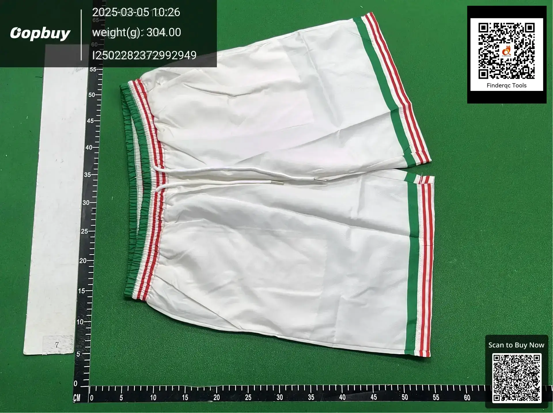 Casablanca White Shorts with Red and Green Stripe Detail