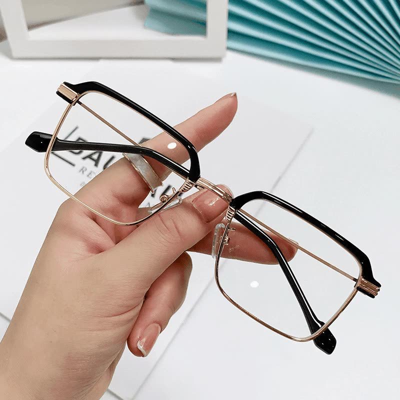 Eyebrow-Shaped Half-Frame Metal Reading Glasses, Business Square Frame Anti-Blue Light Reading Glasses, Manufacturer Wholesale Anti-Blue Light Reading Glasses