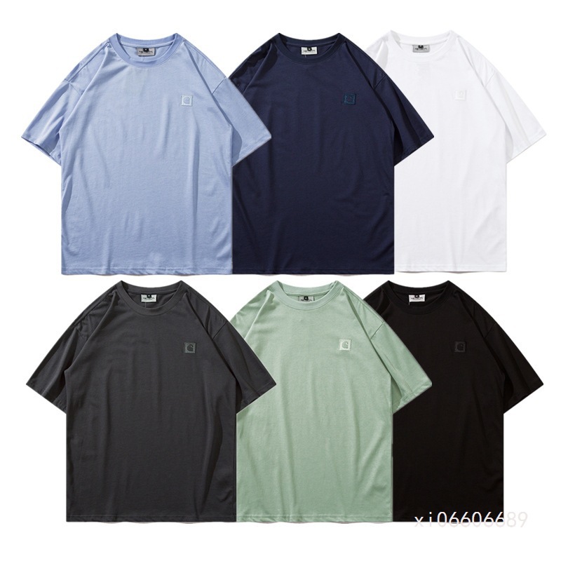 New Cross-Border Carhartt Embroidered Letter Short-Sleeve T-Shirt for Men and Women, Loose Round Neck Couple Top