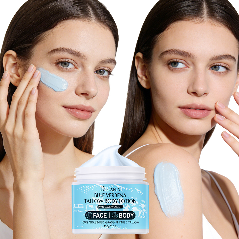 Cross-Border Full English Label Blue Verbena Beef Tallow Body Lotion Amazon Foreign Trade Facial Care Moisturizer Skincare Products Wholesale