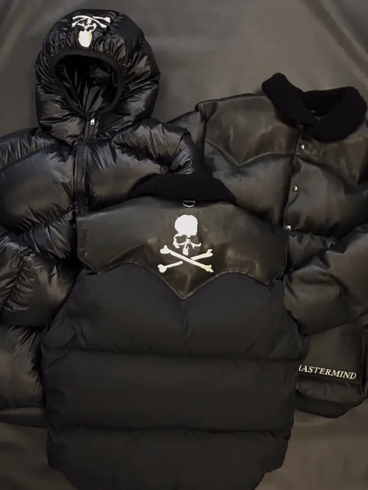 Mastermind Dark Skull Christy Vest Leather Vest with Fur Collar Mmj down Vest
