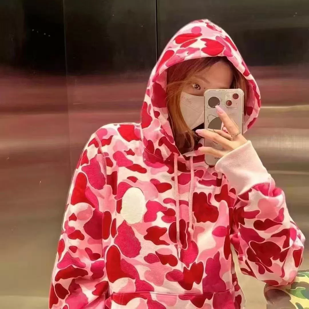 Mzc Shark Camo Abc camouflage monkey head print trendy hoodie for men and women couple pullover hoodie