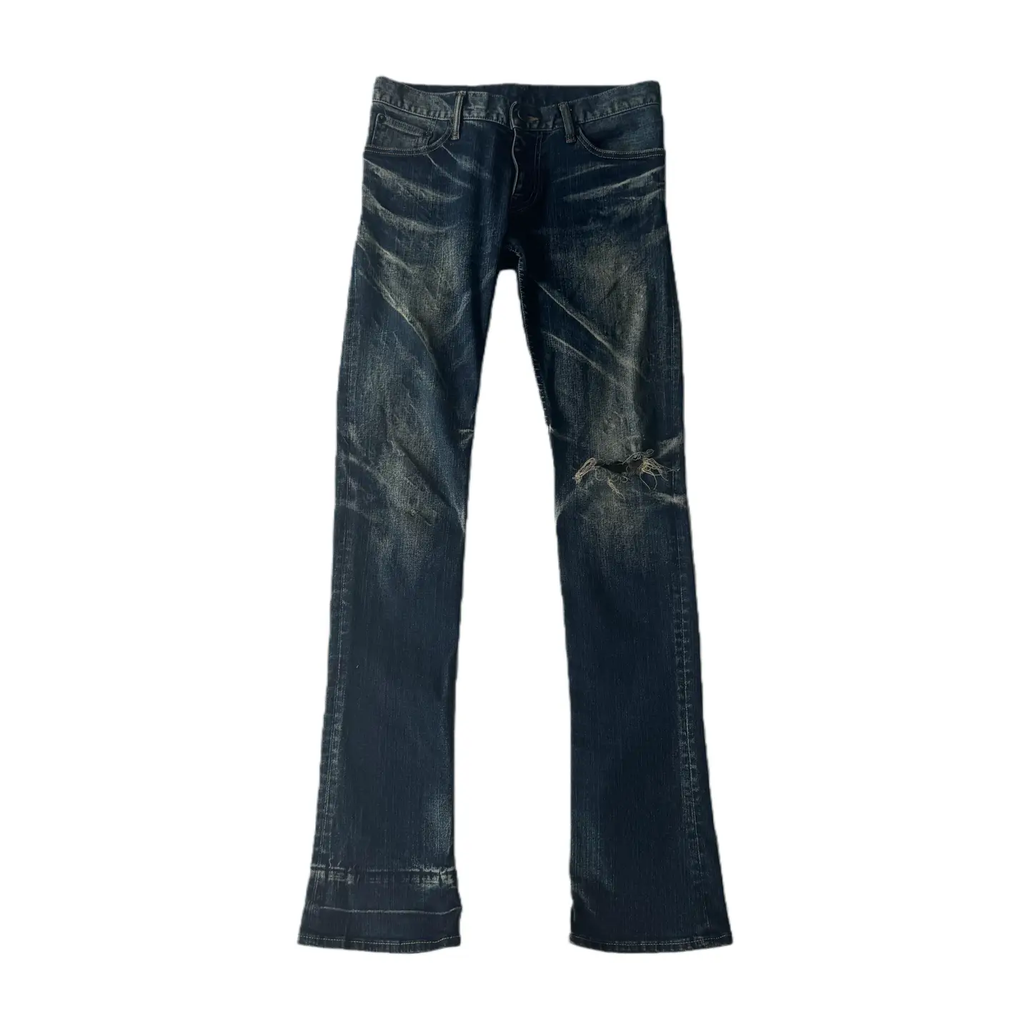 Torn Paradise Tear Lgb Blue Distressed Slim-Fit Washed Heavy-Duty Jeans Visual Style Skinny