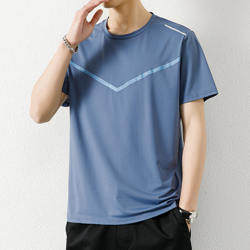 Short-sleeved T-shirt men's summer new outdoor sports quick-drying breathable half-sleeve top youth loose fitness training clothes