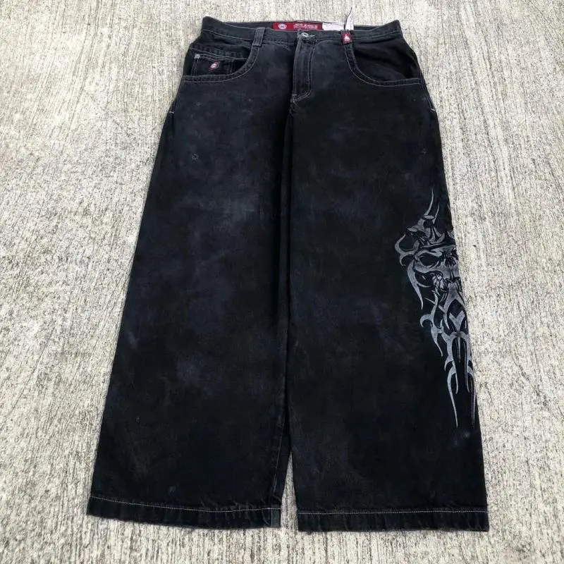 Trendy High Street Hip-Hop Printed Jeans Summer New Fashion Brand Street Casual Loose Versatile Wide-Leg Pants