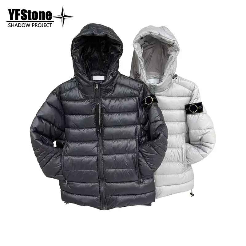 YFSTONE Trendy stone Embroider badge armband cotton-padded clothing bread clothing Heattech pure color Work Clothing bright men's jacket