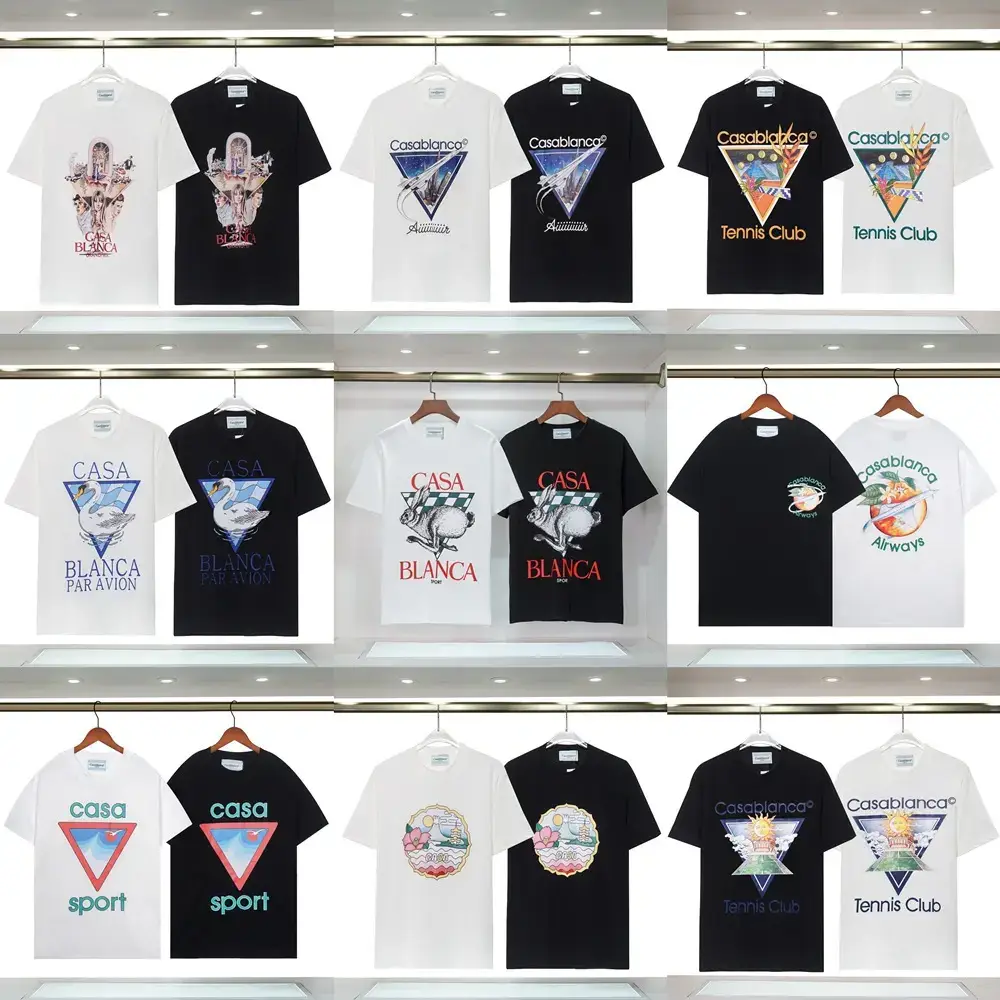Casablanca Casablanca Trendy Brand 23Ss New Short-Sleeved T-Shirt Men's and Women's Half-Sleeved Summer