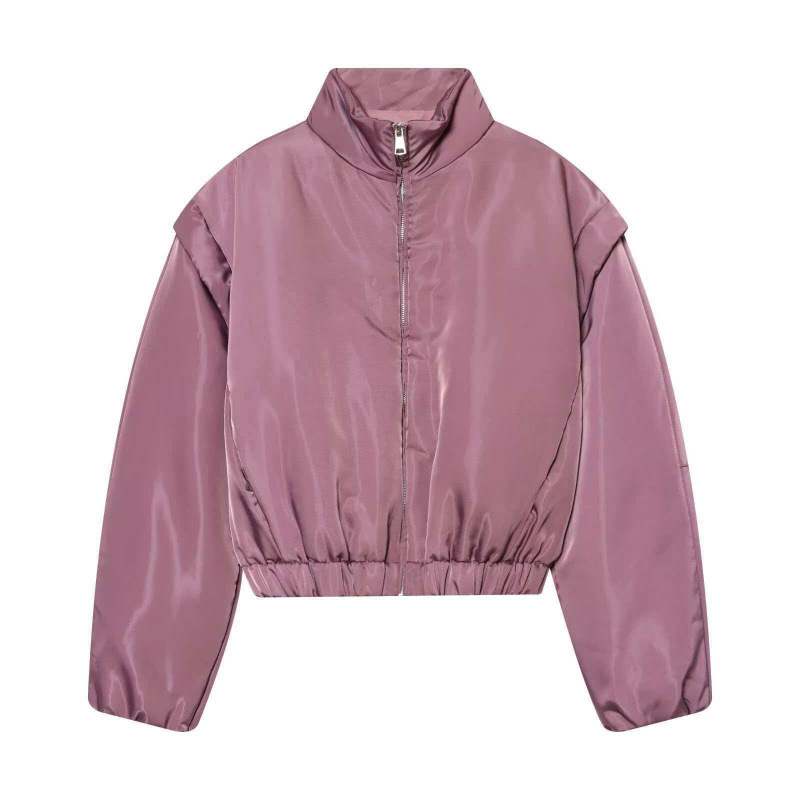 Cross-Border Women's Clothing Wholesale 2026 Aliexpress Hot-Selling Autumn Loose-Fitting Versatile Purple-Red Glossy Jacket Coat