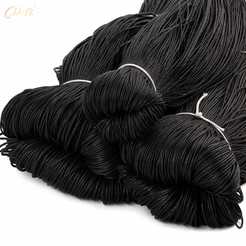 Manufacturer in stock 1-1.5-2-2.5-3mm3.5mm cotton wax thread bracelet woven lanyard black cotton wax rope
