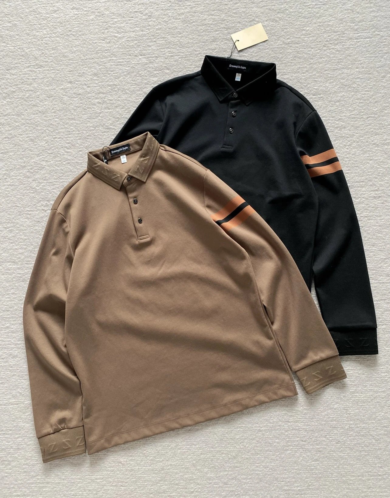 Channel Good Goods Autumn and Winter New Zeng Jenny Men's Lapel Polo Shirt Long Sleeve T-Shirt Solid Color All-match Fashion Sense Bursting Micro Elastic Storing Dye Fabric Comfortable and Breathable