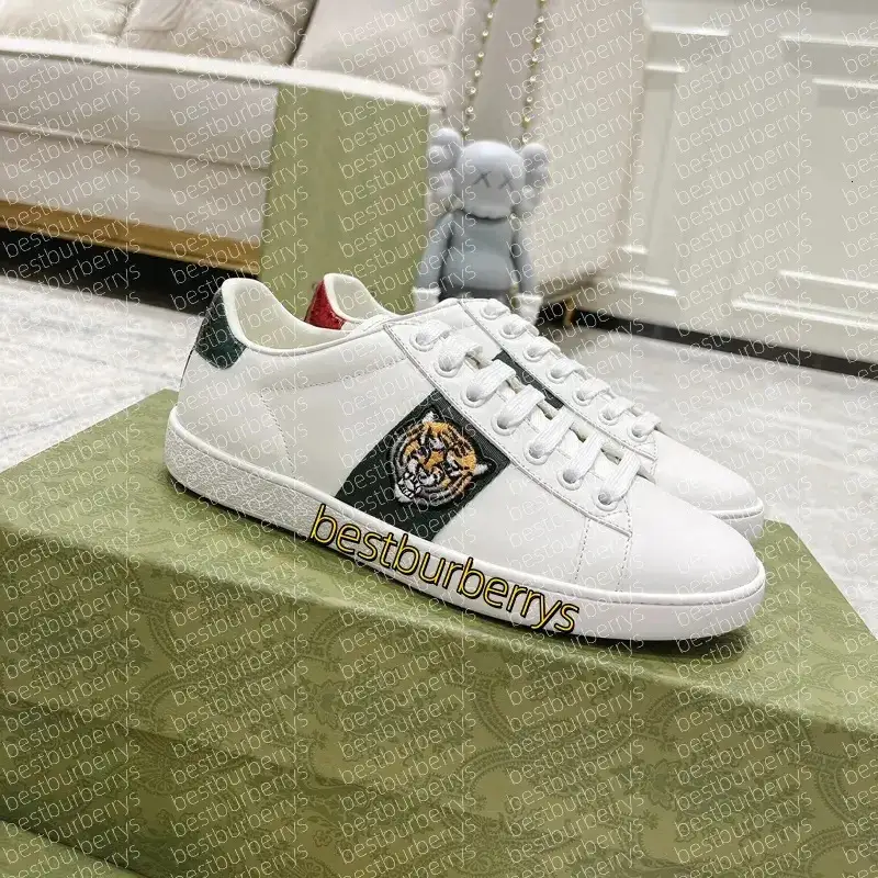 In-Stock Designer Men's and Women's Cartoon Casual Shoes Bee Ace Genuine Leather Tiger Snake Embroidery Striped Classic Men's