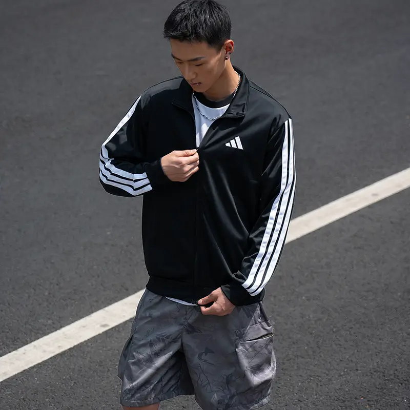 Adidas Three Stripes Suit Men's 2025 New arrival Sportswear Stand Collar jacket Outwear Casual Long Pants Sweatpants