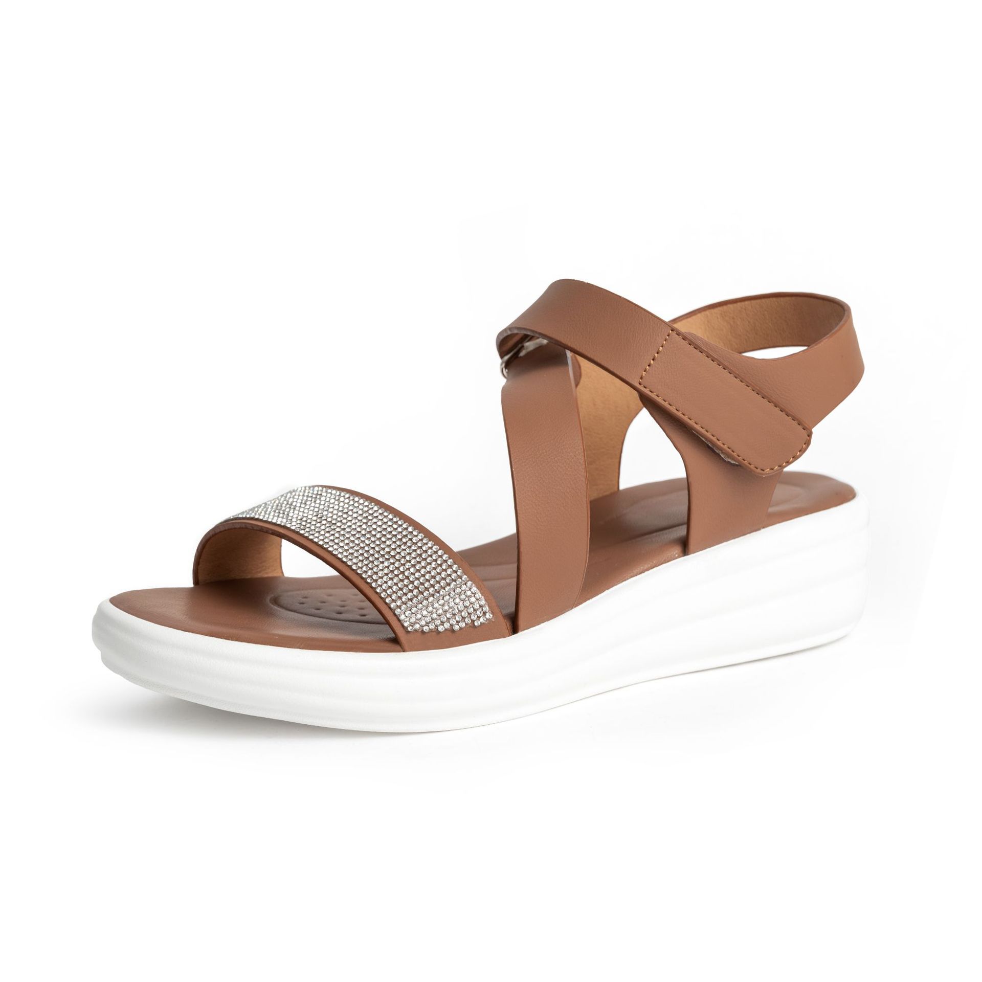 High Heels Women's Summer Sandals in Stock Large Size Thick-Soled Flats Shoes Rhinestone One-Line Waterproof Platform Wedge Casual Women's Shoes