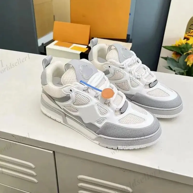 In-Stock Cross-Border Foreign Trade Drawer Box High Version Lujia Trainer Couple Embossed Genuine Leather Height-Increasing Sports Sneakers