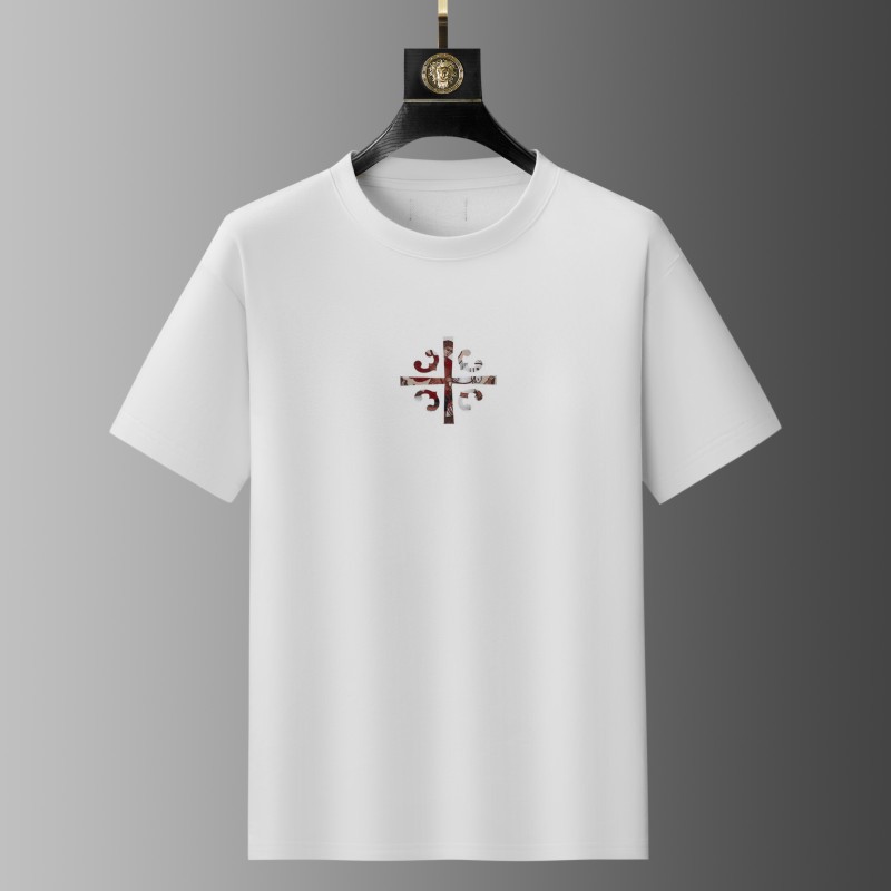 Cross-Border Factory Summer Men's Short-Sleeve T-Shirt Trendy 300g Loose Fit Digital Print White Vintage Washed Cotton T-Shirt for Men