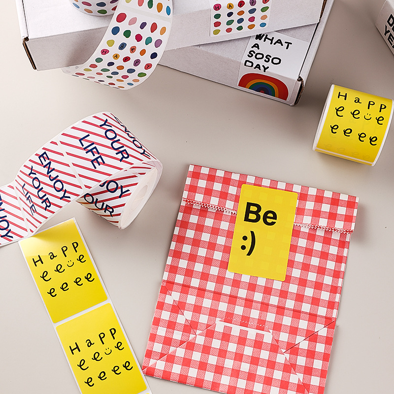 English Short Phrases for Concise Expression, Fun Packaging Stickers, Rectangular Adhesive Labels