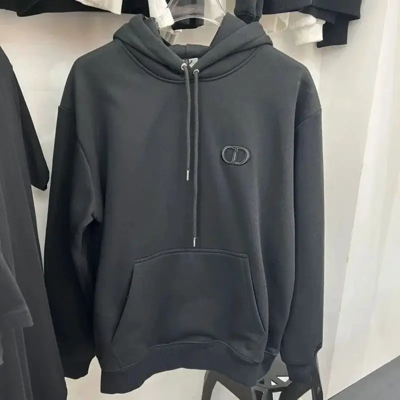 Oversized Embroidered Hooded Fleece Long Sleeve D