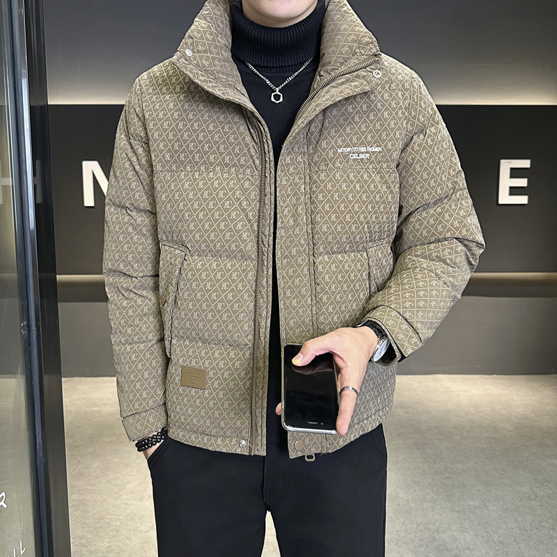All-Over Print down Jacket for Men, Trendy Brand, Winter High-End 2025 New Fashion Stand-Up Collar, Cool and Thickened Men's Winter Coat