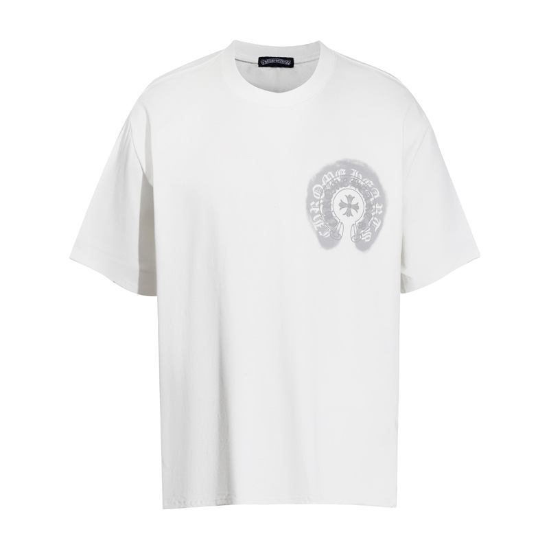 Cross-Border High Version Chrome Hearts Sanskrit Cross Blurred Stereo Logo Short-Sleeved Wholesale