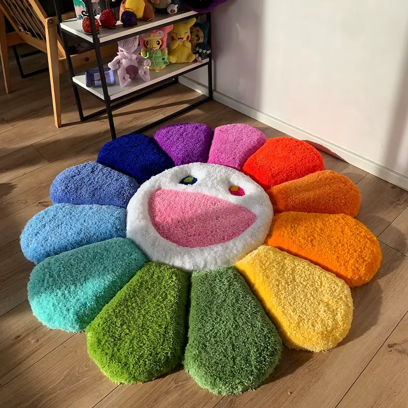 Unwelcome&Mats Murakami Takashi Sunflower 3D Pure Handmade Carpet as Soft and Fluffy as Clouds