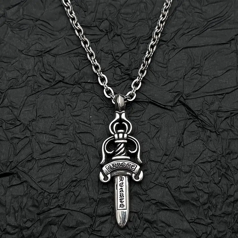 Aeteey Large Sword Necklace for Men and Women, Sweater Chain, High-End Jewelry Pendant, Clavicle Chain, Layered Accessories