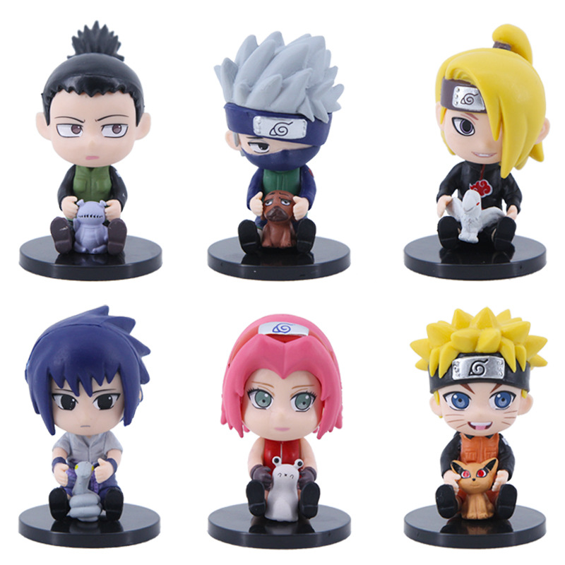 6 Naruto Hand-held Q Edition Naruto Sasuke Kakashi I Love Luo Ban Xiao Organization Doll Cake Ornaments