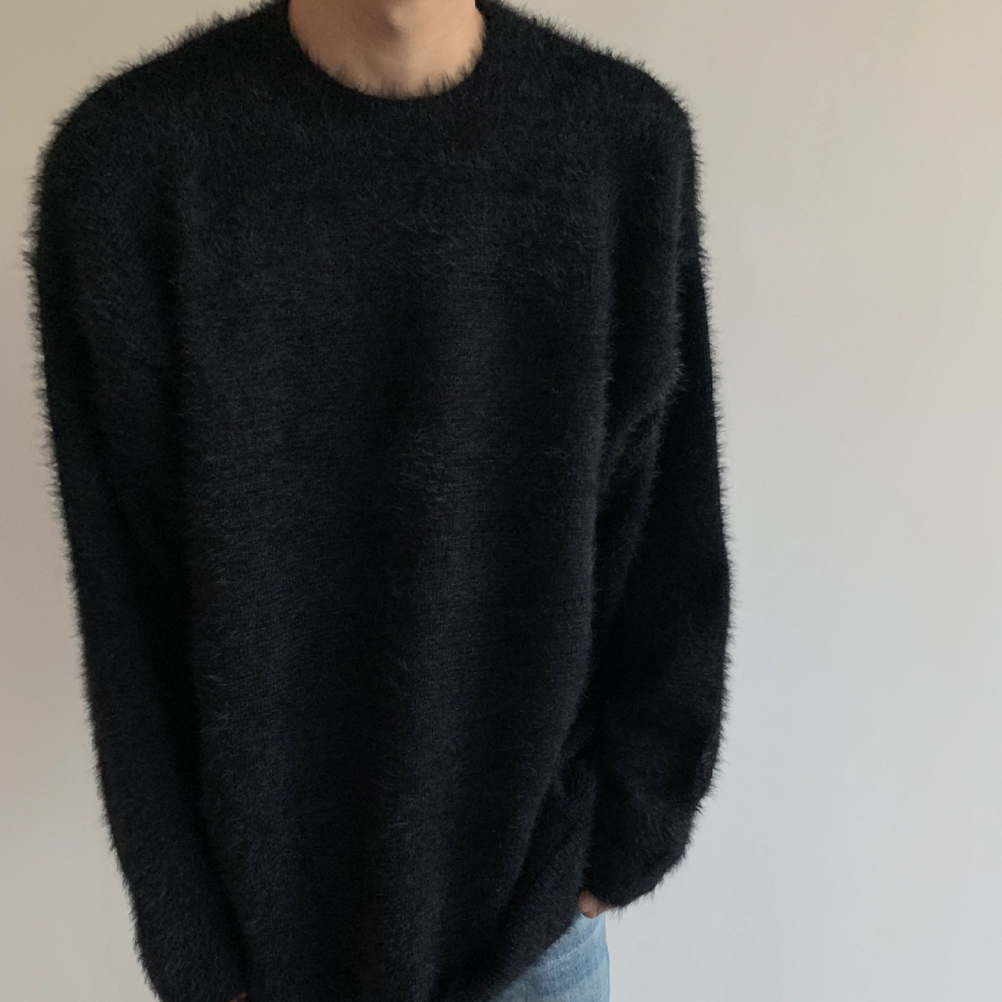 Autumn and Winter New Niche Design Lazy Style Sweater Casual Atmosphere Loose mohair Knitted Pullover Sweater