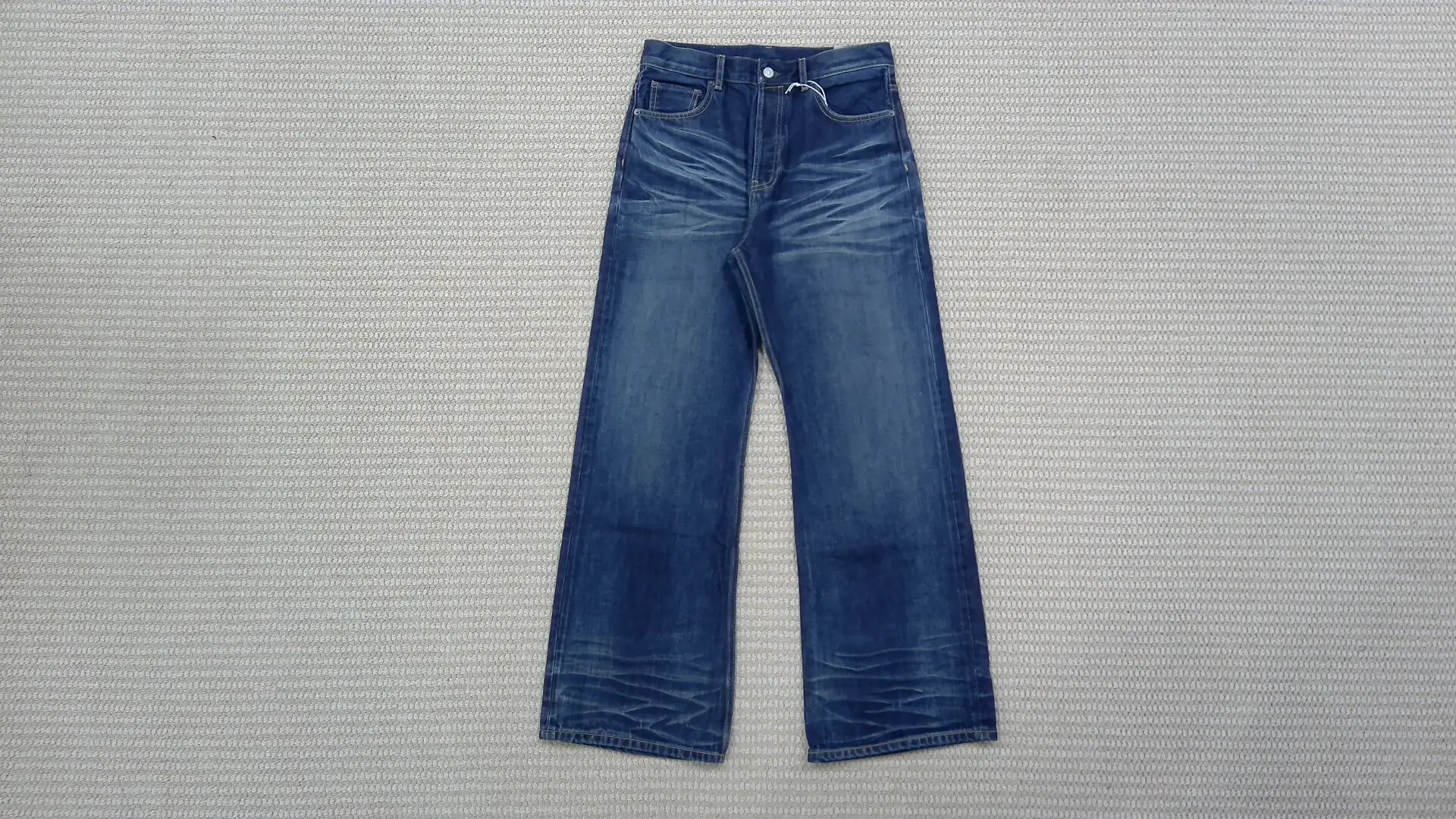 Ac Style 2021m Dark Blue Water Ripple Jeans for Men and Women Couples Autumn and Winter Washed Loose Straight Pants