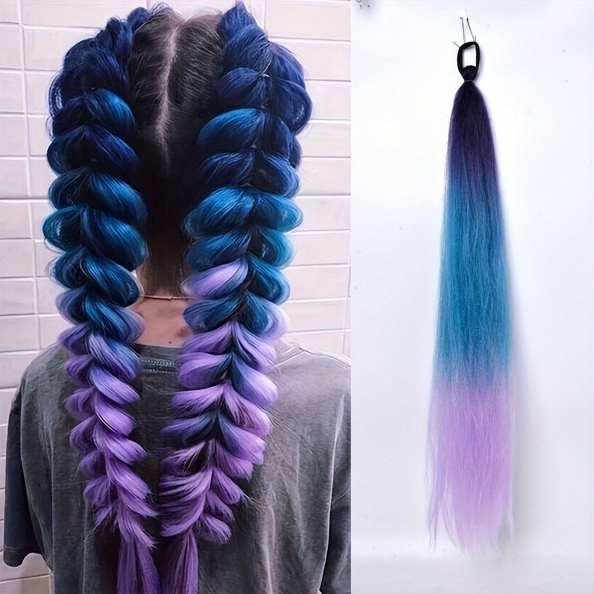 Cross-border foreign trade chemical fiber big braid color gradient high temperature silk hair ring dirty braid hair 50g in stock
