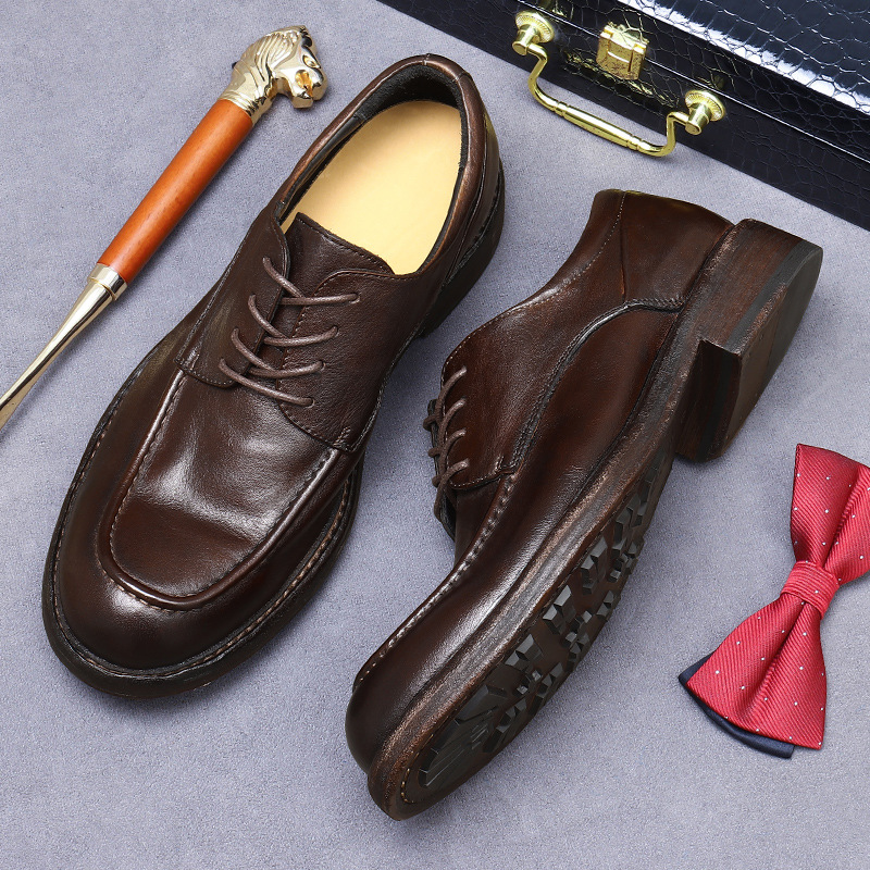 Light luxury Goodyear handmade shoes men's shoes cowhide leather bottom leather trendy business shoes men's British men's leather shoes