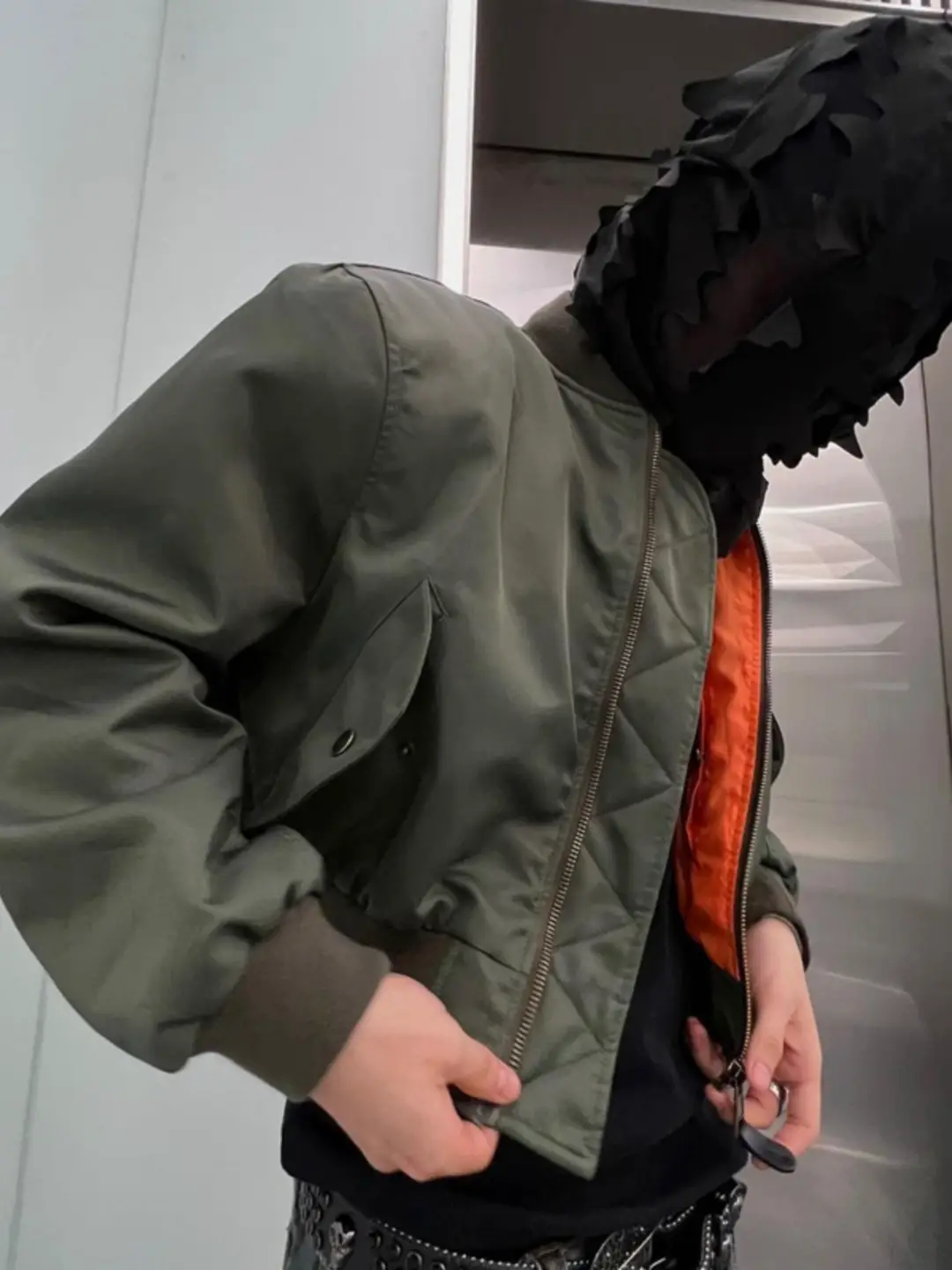 17Ss Bomber Archive G-Dragon Style Short Padded Shoulder Ma1 Flight Jacket for Men and Couples