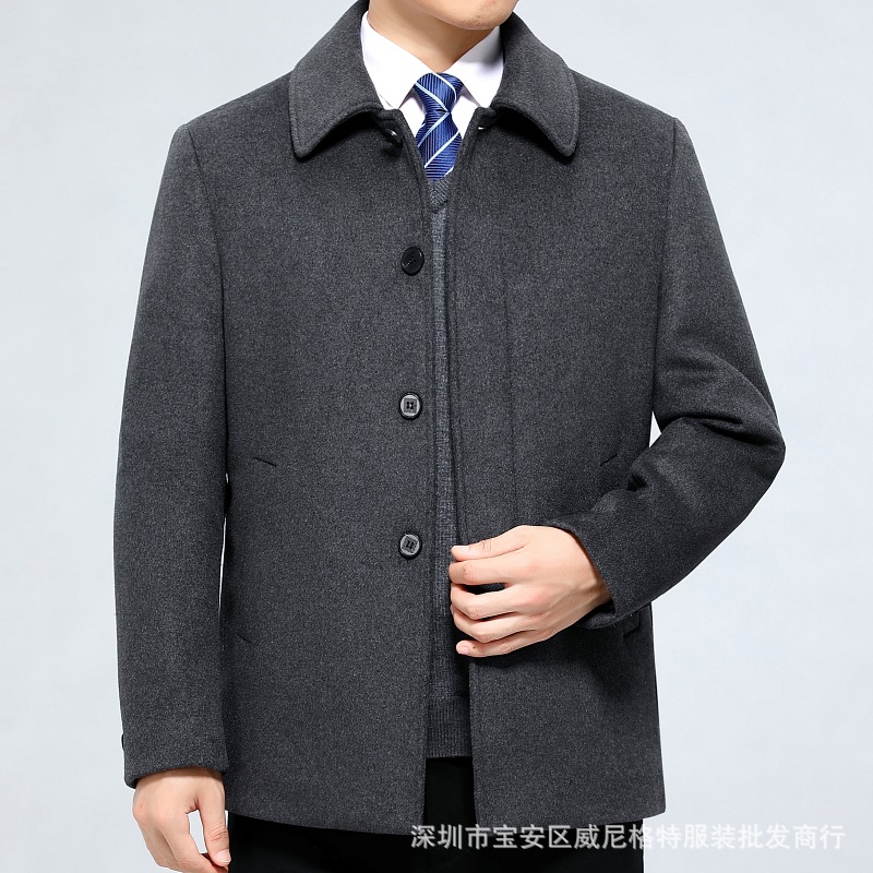 Counter Cashmere Short Woolen Coat Men's High-end Woolen Jacket Thickened Down Jacket plus size Woolen Windbreaker Jacket