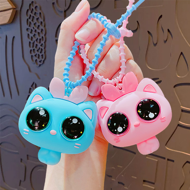 Creative Cartoon Big-Eyed Cat Pinch Keychain Pendant Couple Bag Pendant Car Keychain Gift Wholesale
