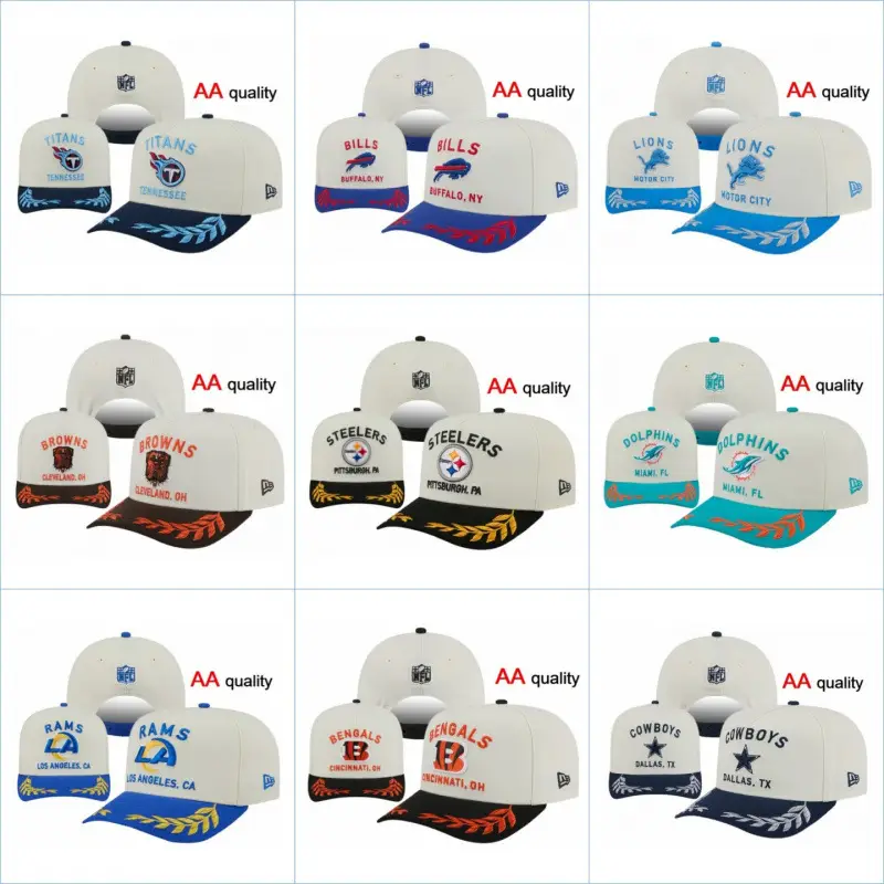 Foreign Trade Cross-Border Wholesale 2025 Team Aa High-Quality Peaked Cap Nfl Adjustable Stereo Embroidered Hip-Hop Cap