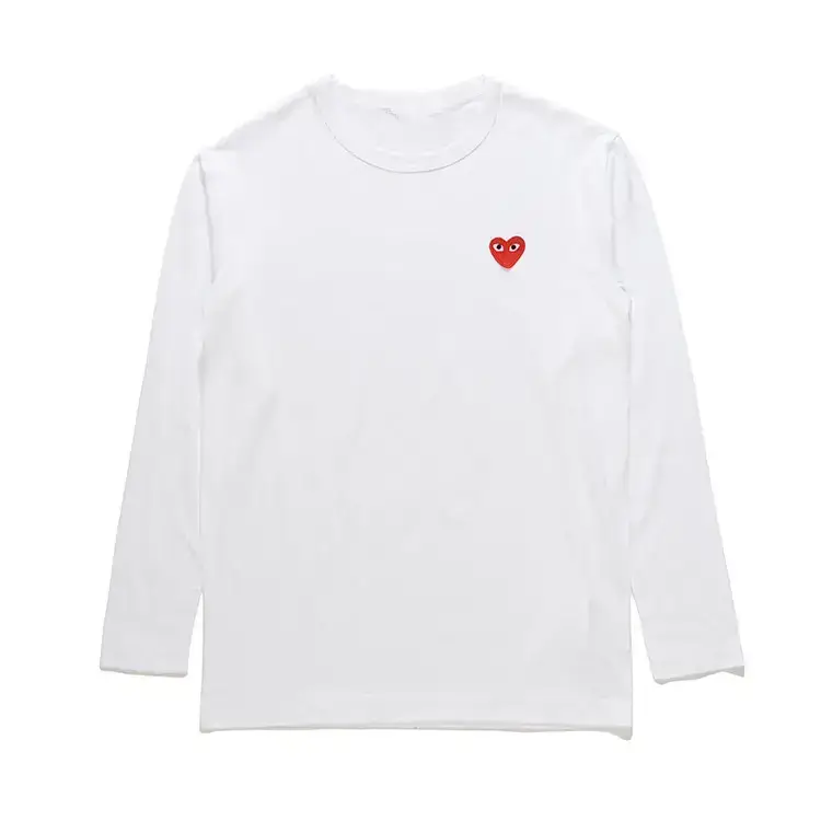Comme des Garçons Play White Red Heart Long Sleeve T-Shirt