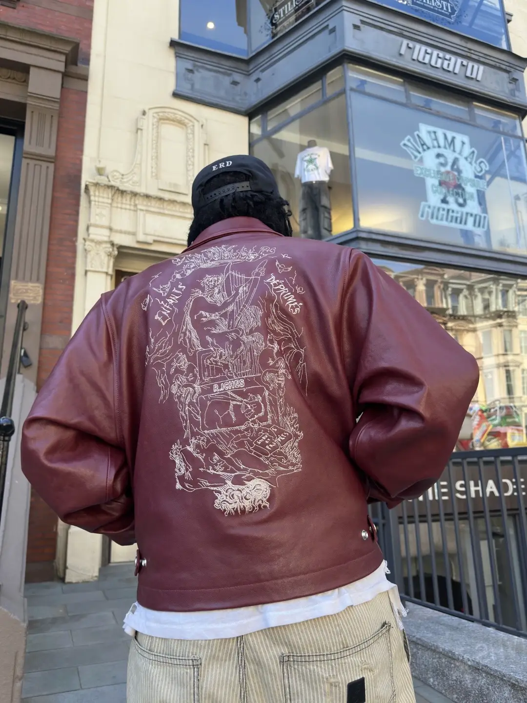 Erd Melancholic Rich Second Generation 25S "Principles of Love" Custom-Dyed Lambskin Short Embroidered Leather Jacket