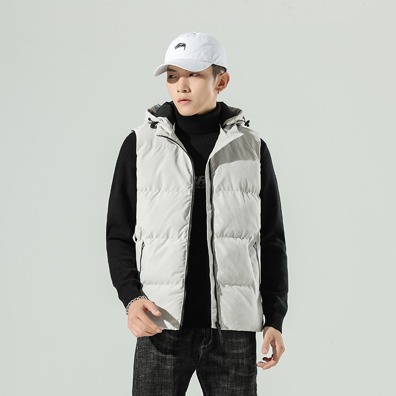 Vest Men's Autumn and Winter Korean Style Trendyy Stand-Up Collar down Jacket Slim Thickeneded Waistoutwear Vest Warm Vest Jacket