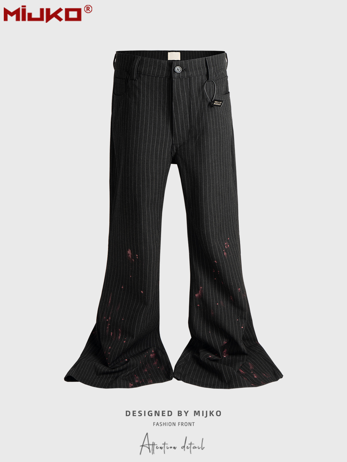 Mijko Men's and Women's Blood-Stained Splash-Ink Bolan Cut Striped Trousers, Unisex Flared Wide-Leg Design Long Pants