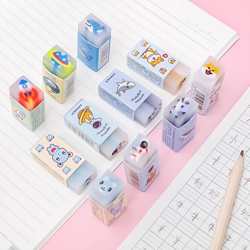 Cartoon cute animal eraser Primary School students art painting rubber children less crumbs astronaut sandwich rubber