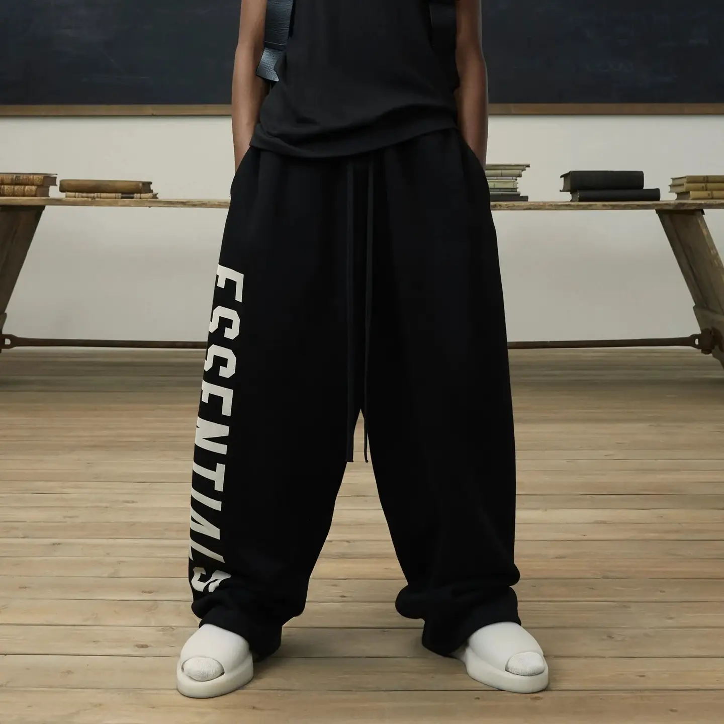 Straight men's and women's autumn and winter trousers fleece-line