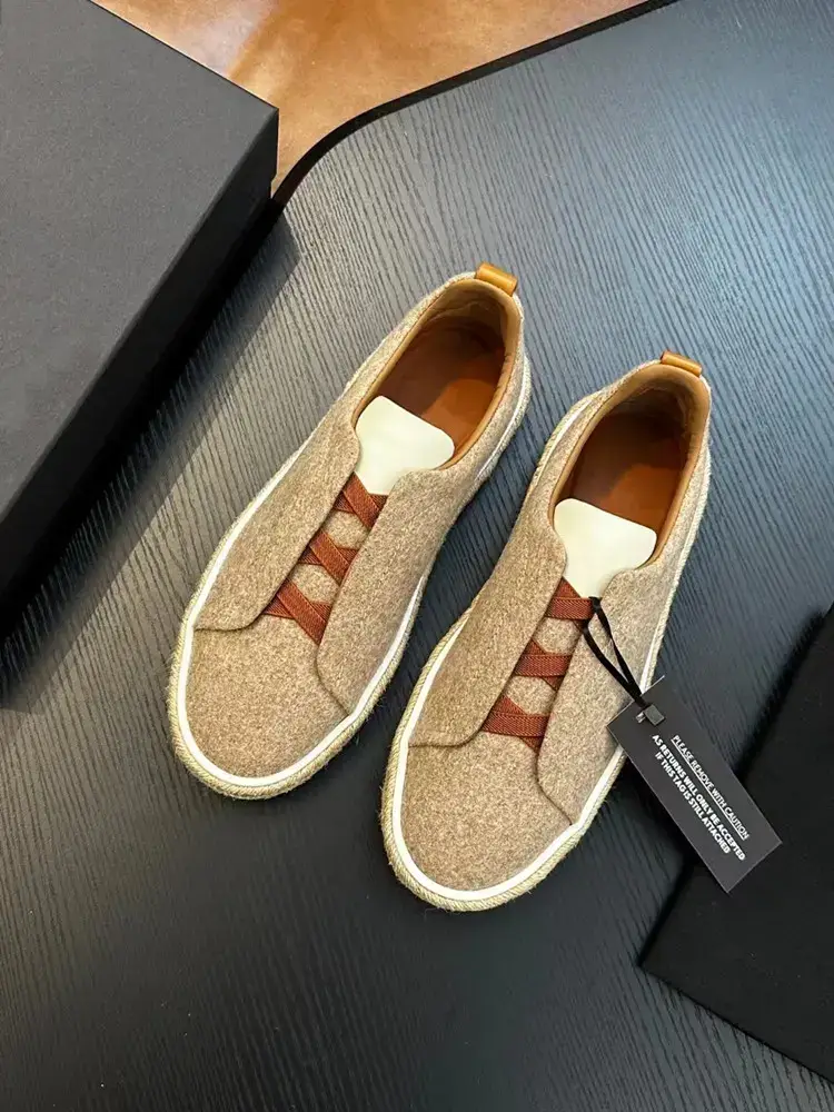 Wu Lei's Same Style Men Fisherman Shoes Free Shoelace Straw Sole Sneakers Elastic Band Casual Shoes Slip-On Driving Shoes