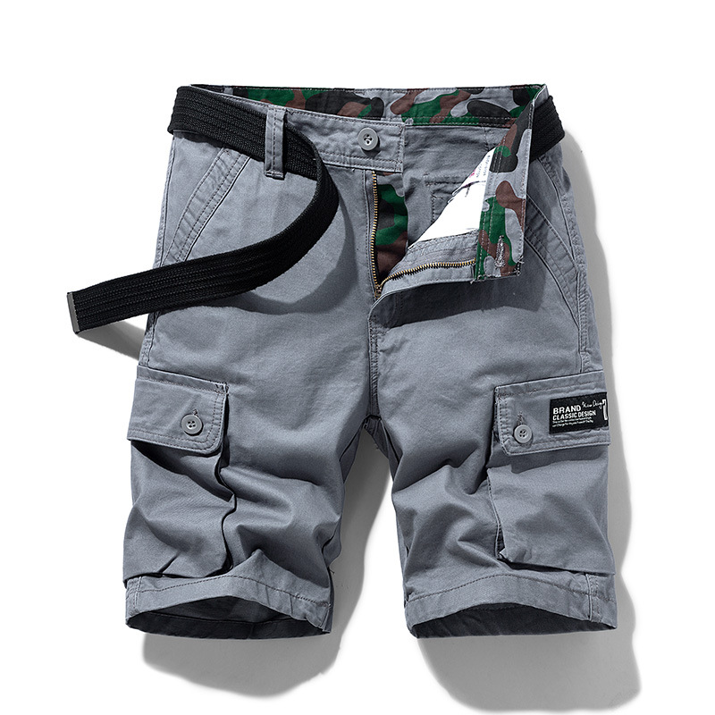 Cross-border Japanese Tooling Shorts Trendy Brand Pure Cotton Pants Men's Straight Multi-bag Pants Simple Casual Half Pants Wholesale