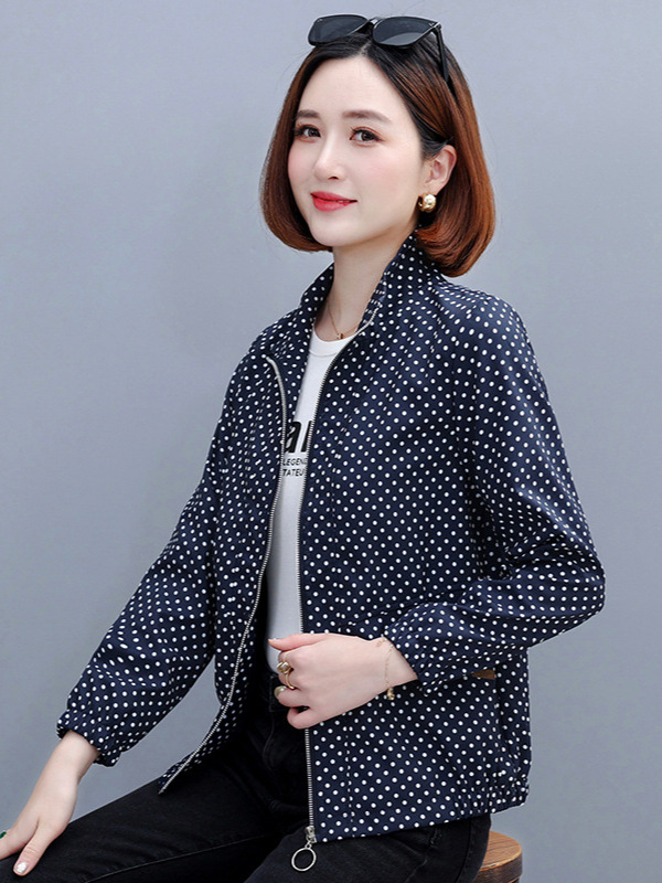 Early Autumn Short Coat Women's Spring and Autumn Thin Vertical Collar New plus size Casual Outer Wear Loose All-match Autumn Jacket Top